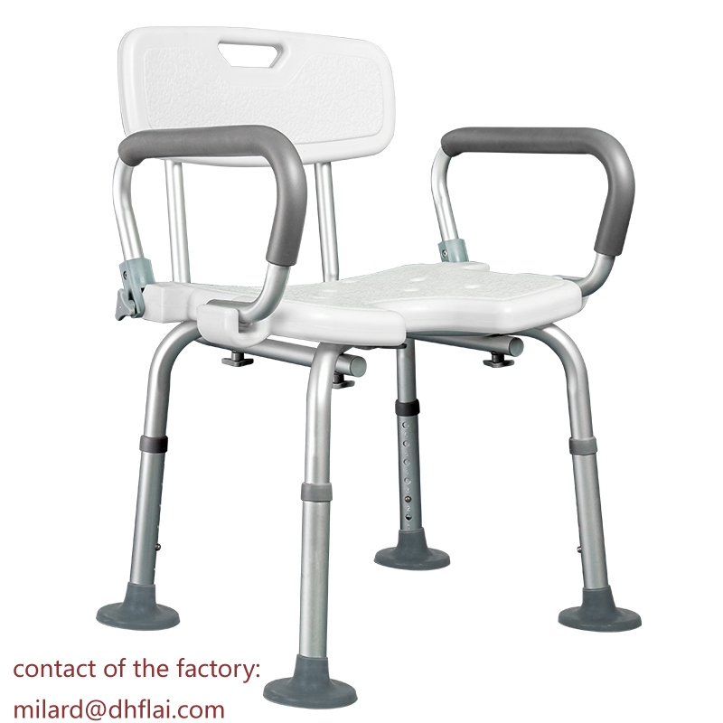 30103 Medical Shower Chair Seat Bench with Arms and Back, White