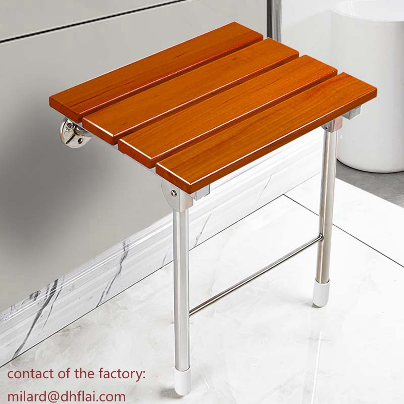 30107 Folding Shower Seat,Wall Mounted Solid Wood Foldable Spa Bench